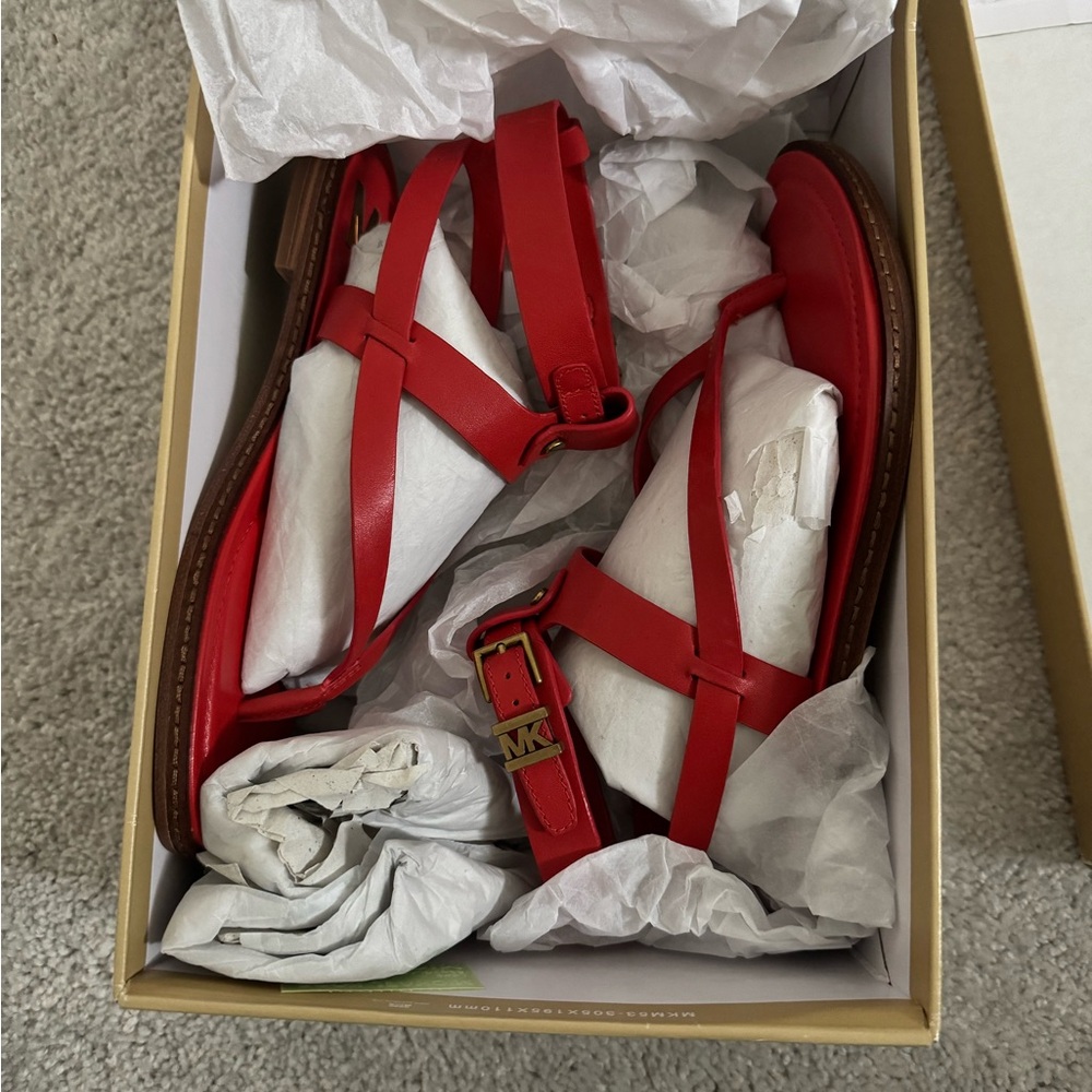 NWT/ Michael Kors Vibrant Red Strappy Sandals